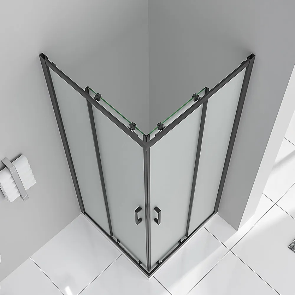 Saniverre Cabine de douche LANABLACK H.180 cm portes coulissantes verre 6 mm opaque 70 x 70 cm -