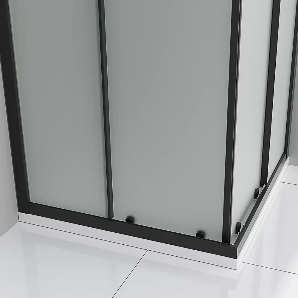Saniverre Cabine de douche LANABLACK H.180 cm portes coulissantes verre 6 mm opaque 70 x 70 cm -