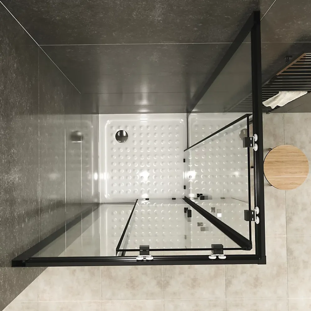 Saniverre Cabine de douche LANABLACK H.180 cm portes coulissantes verre 6 mm transparent 90 x 90 cm -