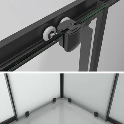 Cabine De Douche|Saniverre Cabine de douche LANABLACK H.185 cm portes coulissantes verre 6 mm opaque 80 x 80 cm -