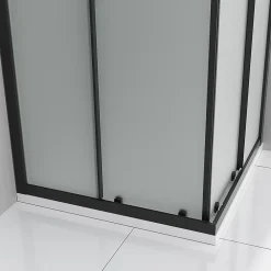 Cabine De Douche|Saniverre Cabine de douche LANABLACK H.185 cm portes coulissantes verre 6 mm opaque 80 x 80 cm -