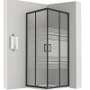 Saniverre Cabine de douche LANABLACK H.180 cm portes coulissantes verre 6 mm semi-opaque 80 x 80 cm -