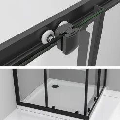 Saniverre Cabine de douche LANABLACK H.180 cm portes coulissantes verre 6 mm semi-opaque 80 x 80 cm -