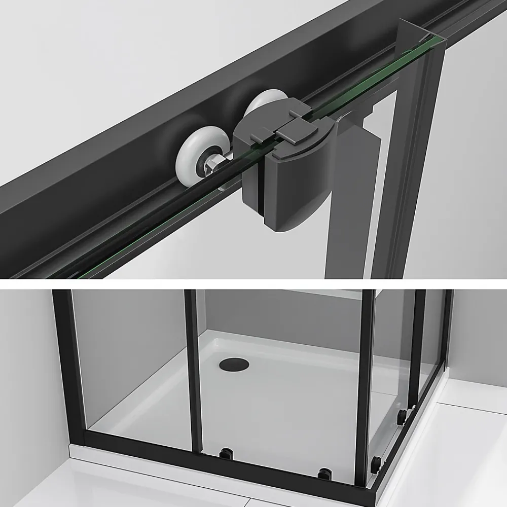 Saniverre Cabine de douche LANABLACK H.180 cm portes coulissantes verre 6 mm semi-opaque 80 x 80 cm -
