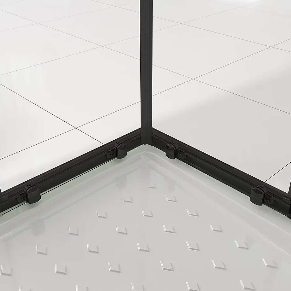 Saniverre Cabine de douche LANABLACK H.180 cm portes coulissantes verre 6 mm semi-opaque 80 x 80 cm -