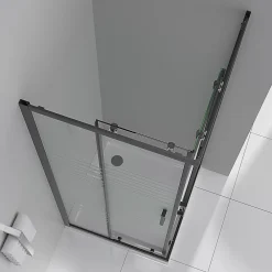 Saniverre Cabine de douche LANABLACK H.180 cm portes coulissantes verre 6 mm semi-opaque 80 x 80 cm -