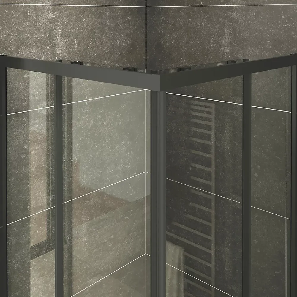 Saniverre Cabine de douche LANABLACK H.180 cm portes coulissantes verre 6 mm transparent 70 x 70 cm -