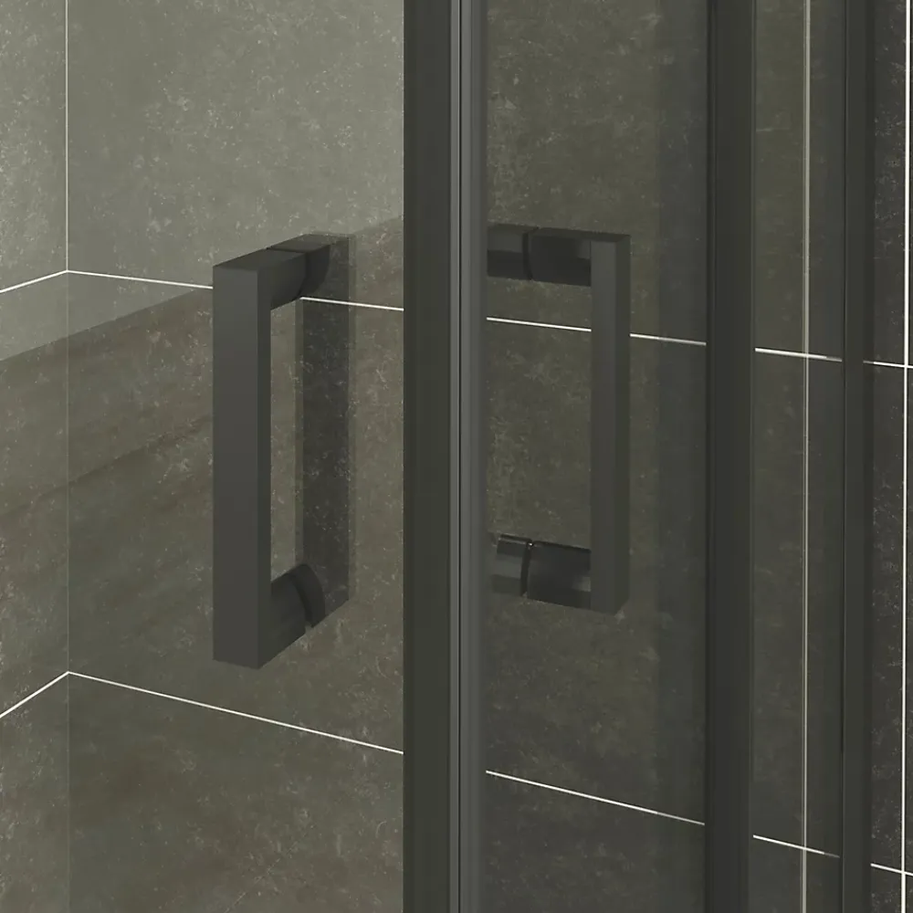 Saniverre Cabine de douche LANABLACK H.180 cm portes coulissantes verre 6 mm transparent 80 x 80 cm -