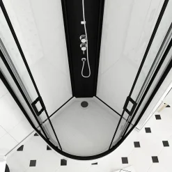 Aurlane Cabine de douche LIFT UP BLACK 1/4 de cercle 85x85x235cm