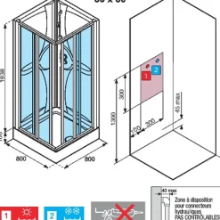 Novellini Cabine de douche Média 2.0 - Carrée accès d'angle - Portes coulissantes