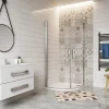 Cabine De Douche|AICA Sanitaire Cabine de Douche Quart de Cercle 80x80x195 cm -Portes Pivotantes 180 degrés- Verre Sécurisé 6 mm