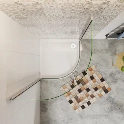 Cabine De Douche|AICA Sanitaire Cabine de Douche Quart de Cercle 80x80x195 cm -Portes Pivotantes 180 degrés- Verre Sécurisé 6 mm