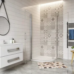 Cabine De Douche|AICA Sanitaire Cabine de Douche Quart de Cercle 80x80x195 cm -Portes Pivotantes 180 degrés- Verre Sécurisé 6 mm