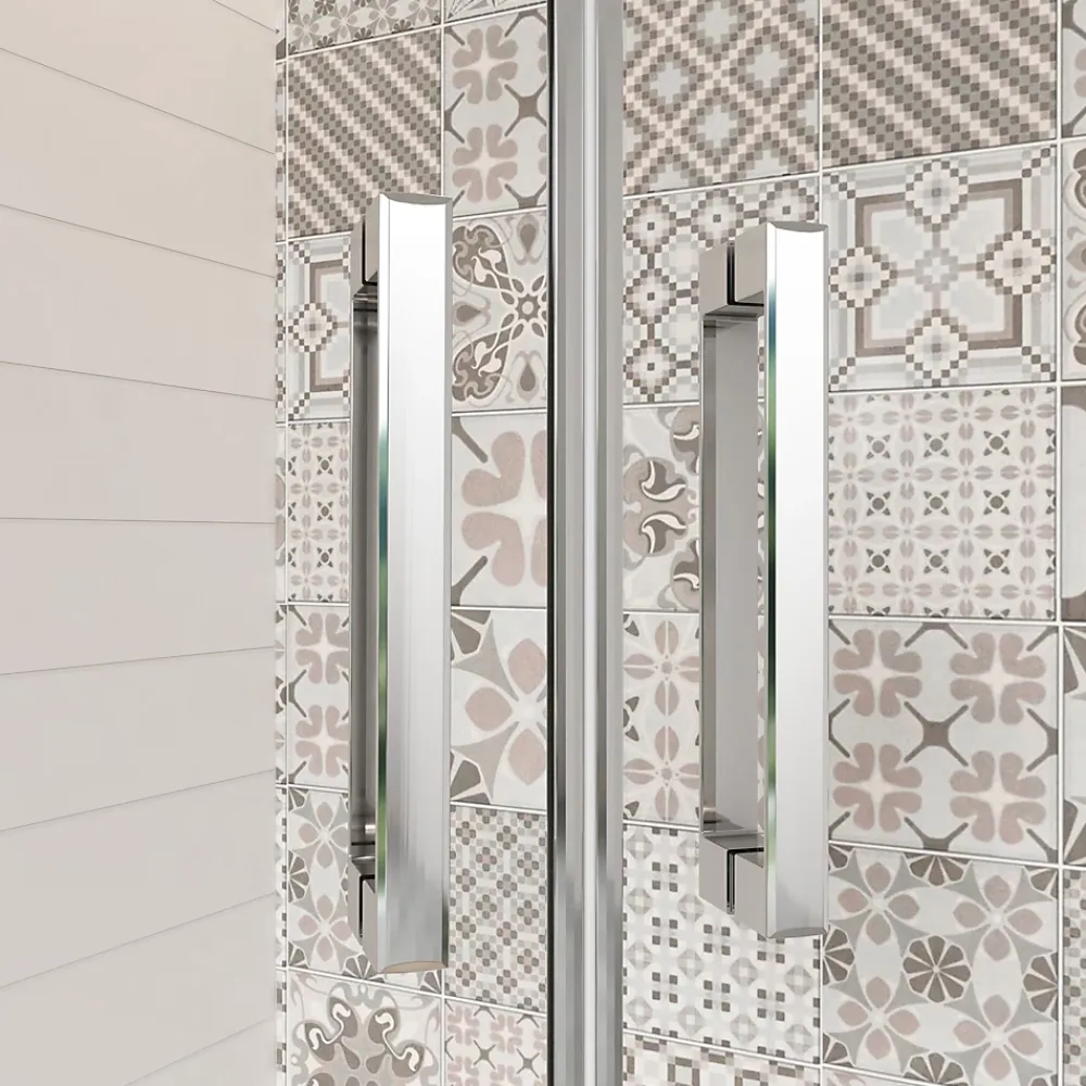 Cabine De Douche|AICA Sanitaire Cabine de Douche Quart de Cercle 80x80x195 cm -Portes Pivotantes 180 degrés- Verre Sécurisé 6 mm