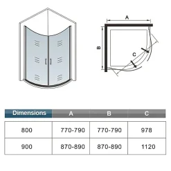 Cabine De Douche|AICA Sanitaire Cabine de Douche Quart de Cercle 80x80x195 cm -Portes Pivotantes 180 degrés- Verre Sécurisé 6 mm