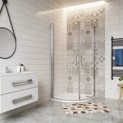 AICA Sanitaire Cabine de Douche Quart de Cercle 90x90x195 cm -Portes Pivotantes 180 degrés-Verre Sécurisé 6 mm