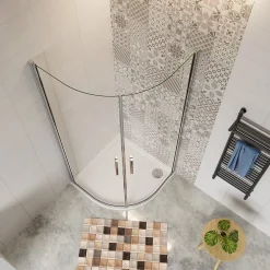 AICA Sanitaire Cabine de Douche Quart de Cercle 90x90x195 cm -Portes Pivotantes 180 degrés-Verre Sécurisé 6 mm