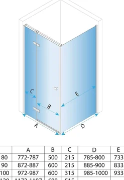Rea Cabine De Douche Atlas Chrome 90X90 Left