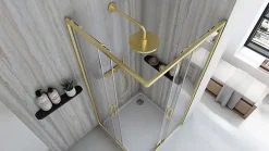 Paroi De Douche|Rea Cabine De Douche City Brush 80X80 Brush Gold