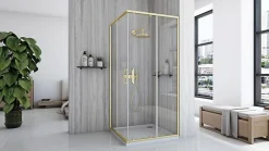 Paroi De Douche|Rea Cabine de douche City Brushed Gold 80x100