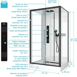 Aurlane Cabine de douche RECTANGLE - 90x115x217 cm - FACTORY 2 RECTANGLE