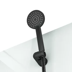 Aurlane Cabine de douche rectangulaire 110x80x197 cm - Porte coulissante - Fonds Blancs & Profilés Noir Mat
