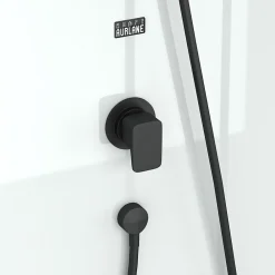 Aurlane Cabine de douche rectangulaire 110x80x197 cm - Porte coulissante - Fonds Blancs & Profilés Noir Mat