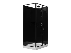 Cabine De Douche|Vente-unique Cabine de douche rectangulaire - Installation réversible - Noir - L110 x l80 x H225 cm - ZODANI