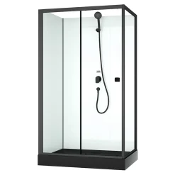 Cabine De Douche|Aurlane Cabine de douche rectangulaire 110x80x197 cm - Porte coulissante - Receveur Noir Mat