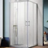 Cabine De Douche|Sirhona Cabine de Douche 90x90x185cm Porte Coulissante Double + Entrée d'angle + Verre trempé 6 mm + Argent Brillant