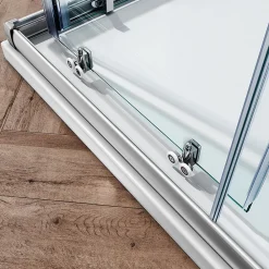 Cabine De Douche|Sirhona Cabine de Douche 90x90x185cm Porte Coulissante Double + Entrée d'angle + Verre trempé 6 mm + Argent Brillant