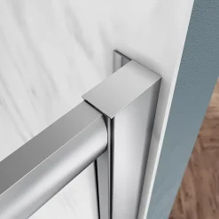 Cabine De Douche|Sirhona Cabine de Douche 90x90x185cm Porte Coulissante Double + Entrée d'angle + Verre trempé 6 mm + Argent Brillant