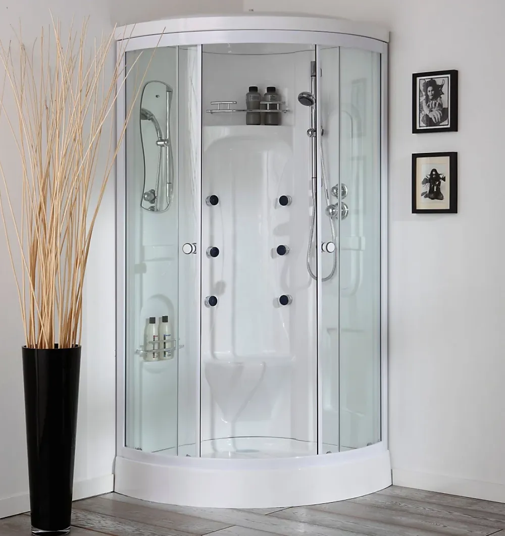Cabine De Douche|Kiamami Valentina Cabine De Douche 90X90 Avec Hydromassage Et Bain De Vapeur Semi-Circulaire - Vesuvio