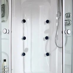 Cabine De Douche|Kiamami Valentina Cabine De Douche 90X90 Avec Hydromassage Et Bain De Vapeur Semi-Circulaire - Vesuvio