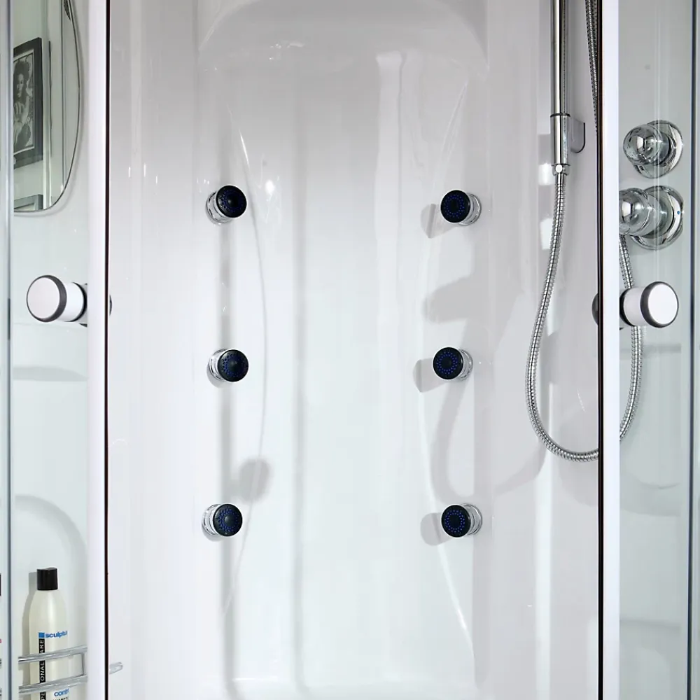 Cabine De Douche|Kiamami Valentina Cabine De Douche 90X90 Avec Hydromassage Et Bain De Vapeur Semi-Circulaire - Vesuvio