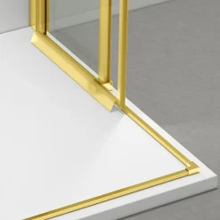Cabine De Douche|Balneo Cabine de douche 80x100 cm coulissante en 6mm verre trempé anticalcaire, profils dorés