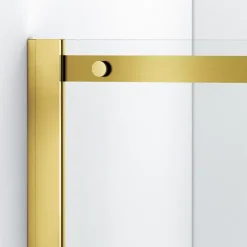 Cabine De Douche|Balneo Cabine de douche 100x100 cm coulissante en 6mm verre trempé anticalcaire, profils dorés