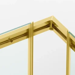 Cabine De Douche|Balneo Cabine de douche 100x100 cm coulissante en 6mm verre trempé anticalcaire, profils dorés