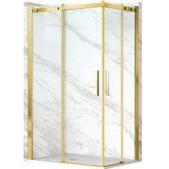 Cabine De Douche|Balneo Cabine de douche 80x80 cm coulissante en 6mm verre trempé anticalcaire, profils dorés