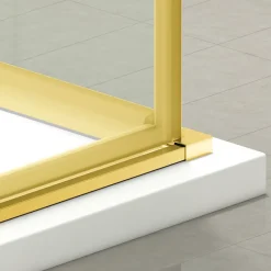 Cabine De Douche|Balneo Cabine de douche 80x80 cm coulissante en 6mm verre trempé anticalcaire, profils dorés