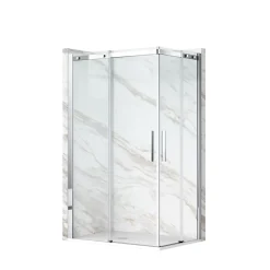 Balneo Cabine de douche 80x100 cm coulissante en 6mm verre trempé anticalcaire, profils chromés