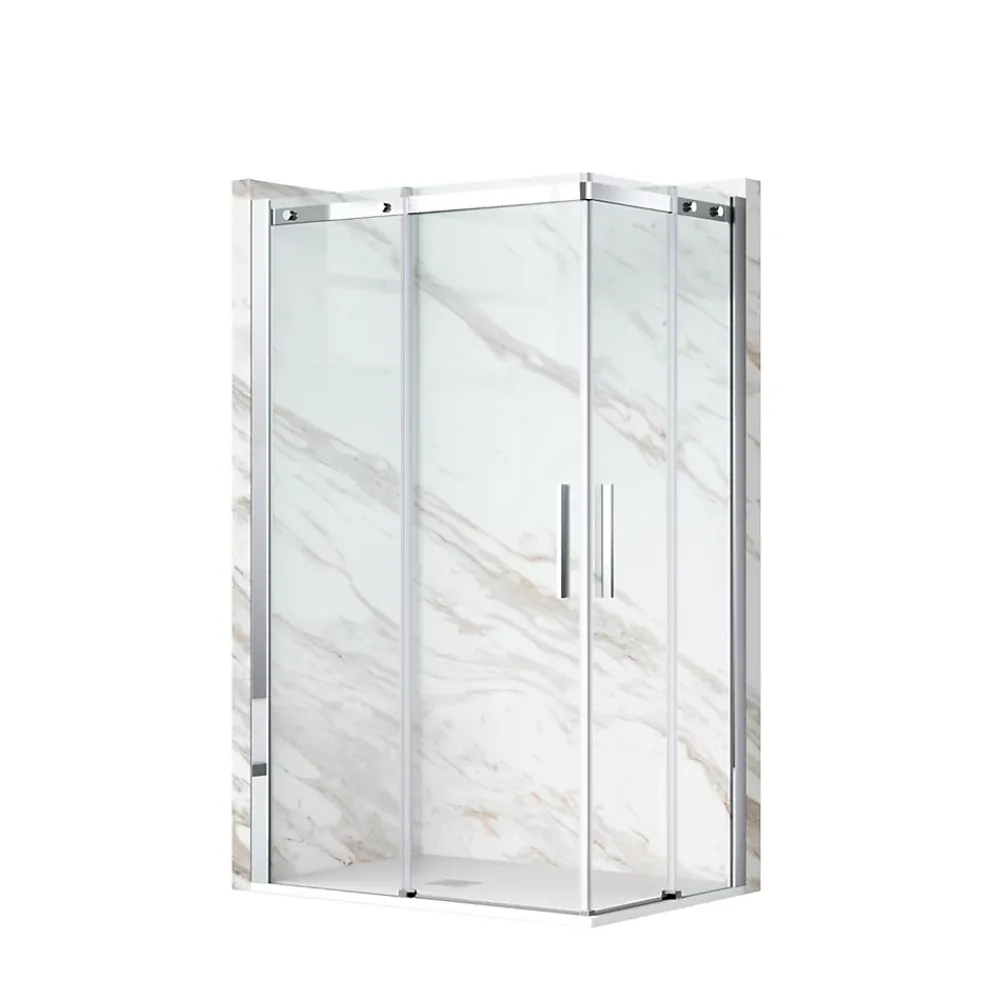 Balneo Cabine de douche 80x100 cm coulissante en 6mm verre trempé anticalcaire, profils chromés