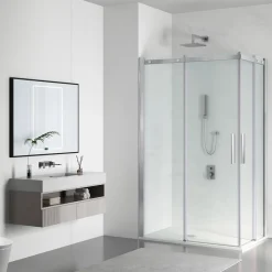 Balneo Cabine de douche 80x100 cm coulissante en 6mm verre trempé anticalcaire, profils chromés