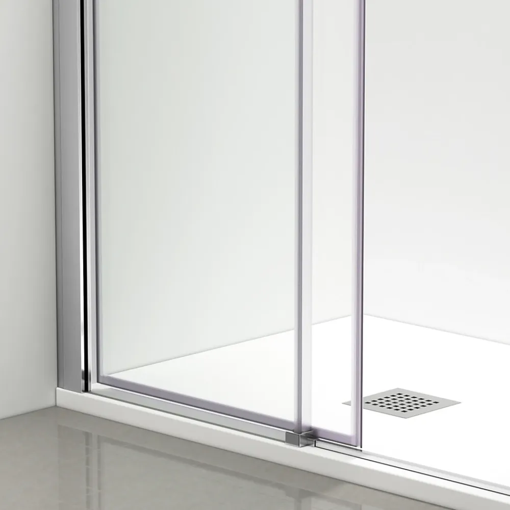 Balneo Cabine de douche 80x100 cm coulissante en 6mm verre trempé anticalcaire, profils chromés