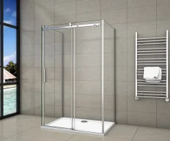 AICA Sanitaire Cabine de douche 120x80x195 cm - verre 8 mm anticalcaire - porte coulissante - sans receveur