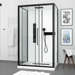 Aurlane Cabine de douche 115x90x210 cm avec receveur + bonde 90mm + Grille linéaire - FACTORY 2