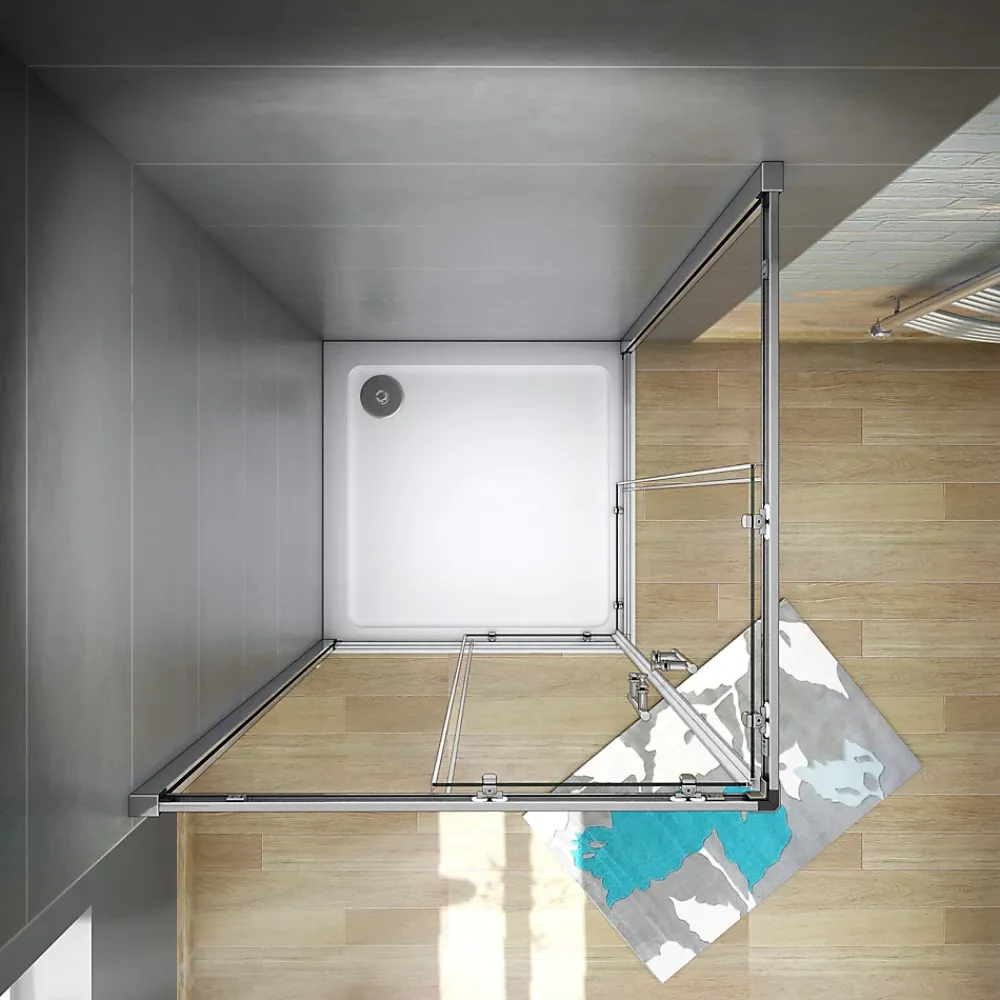 Cabine De Douche|AICA Sanitaire Cabine de douche 80x80x185cm accès d'angle - Chromée , porte de douche coulissante, en 6mm verre anticalcaire,Modern