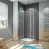 AICA Sanitaire Cabine de douche 90x90x185cm accès d'angle - Chromée , porte de douche coulissante, en 6mm verre anticalcaire