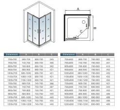 AICA Sanitaire Cabine de douche 90x90x185cm accès d'angle - Chromée , porte de douche coulissante, en 6mm verre anticalcaire
