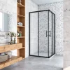 Cabine De Douche|AICA Sanitaire Cabine de douche 90x90x200cm accès d'angle - Noir Mat , noire porte de douche coulissante, en 6mm verre anticalcaire